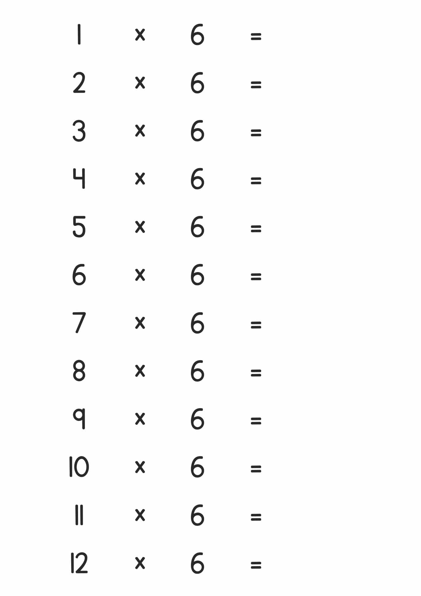 6 Times Table Worksheet Word Problems